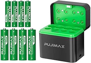 PUJIMAX® AA AAA Rechargeable Batteries | Lithium 1.5V AA-3000mAh & AAA-800mAh High Capacity (8-Pack) + Wireless Fast Charger Kit — 30-Min Rapid Charge, 1500+ Cycles,10-Year Life, OEM — 1-Year Warranty