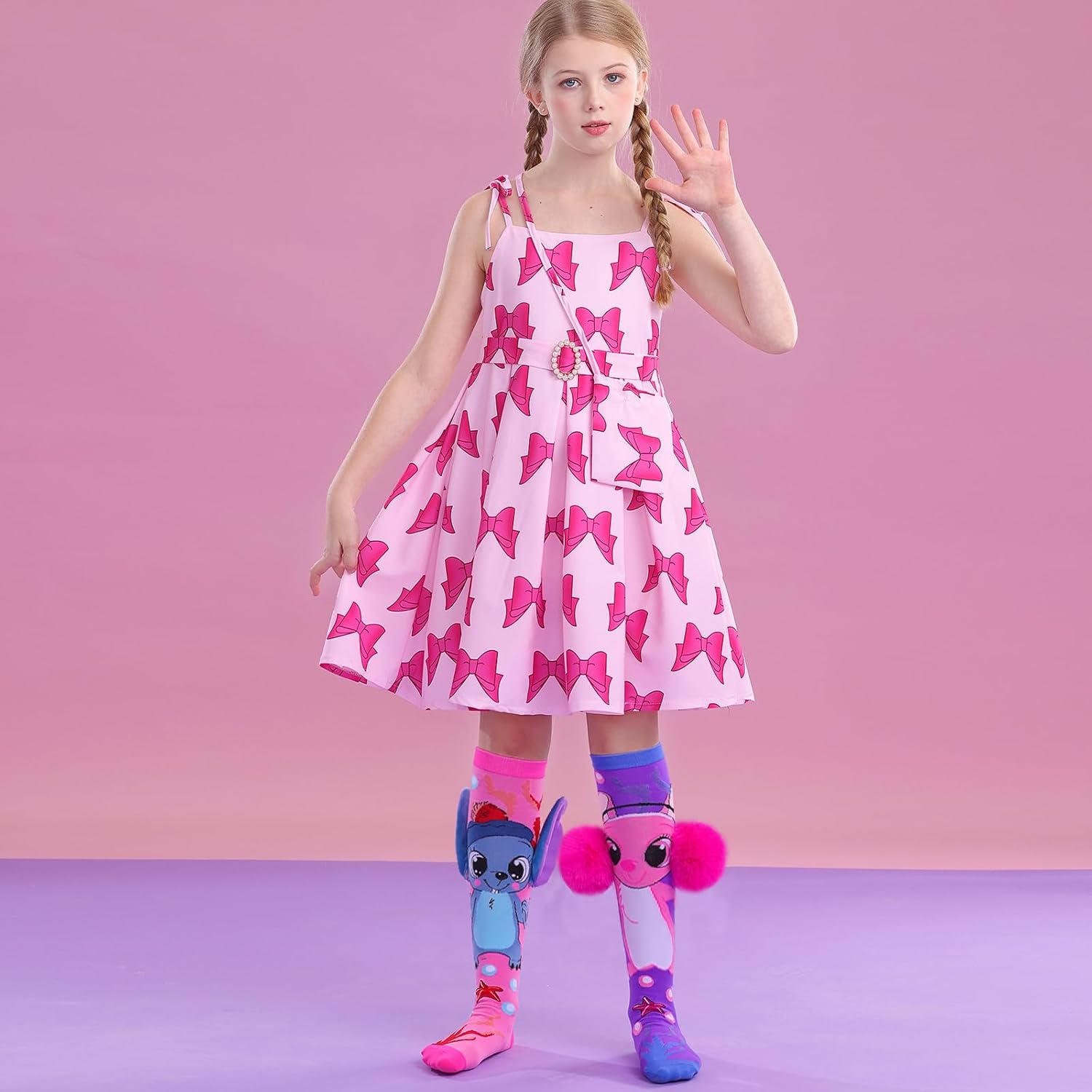 Crazy Socks for Kids Girls 3D Silly Wacky Fun Socks Knee High | Girls Socks 5-16 Years Stretch Long Socks, Crazy Sock Day Halloween Christmas birthday Easter Party Gift School Wear