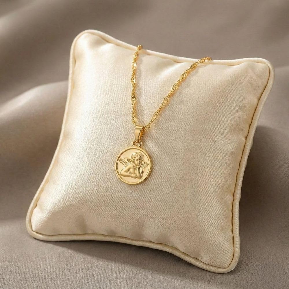 Collier - Enfant/Bébé - Médaille - Ange - Baptême - Plaqué Or Jaune 750/1000-40 cm