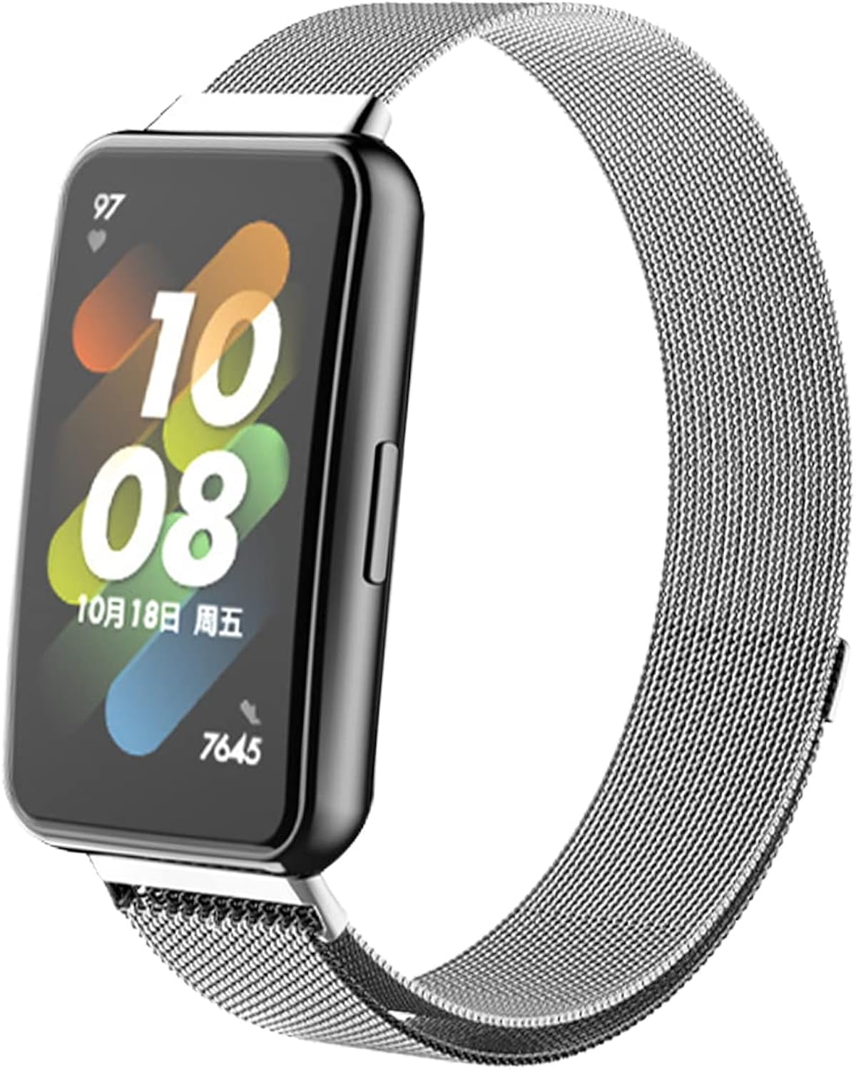 ZoRoll Metal Straps Compatible with Huawei Band 7, Stainless Steel Mesh Wristband, Replacement Band for Huawei Band 7 - Silver