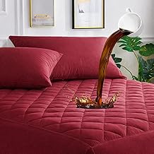 100% Waterproof Zippered Quilted Mattress Protector 240 GSM TPU Laminated,(Maroon) King 78x72x10 Depth Mattress Encasement,Cooling Zipper Sheets,Non-Slip Deep Pocket,Washable Noiseless for Bedroom