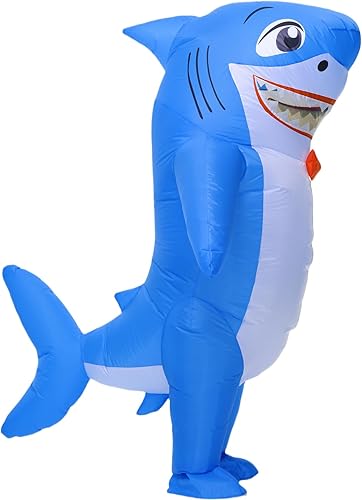 ZISUEX Inflatable Shark Costume Adults Blue Inflatable Costume Shark Blow Up Suit Animal Halloween Suit Fancy Party Dress up