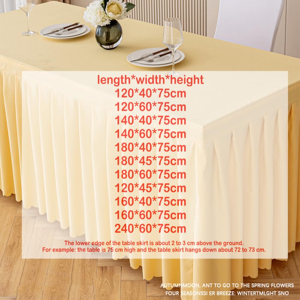 Odot Party Deko Tischrock, Tischröcke Für Babyparty Wiederverwendbare Tischdekoration Waschbare Tischdecke für Hochzeit, Messen, Bankette, Partys und Events (240 * 60 * 75cm,Weiß)