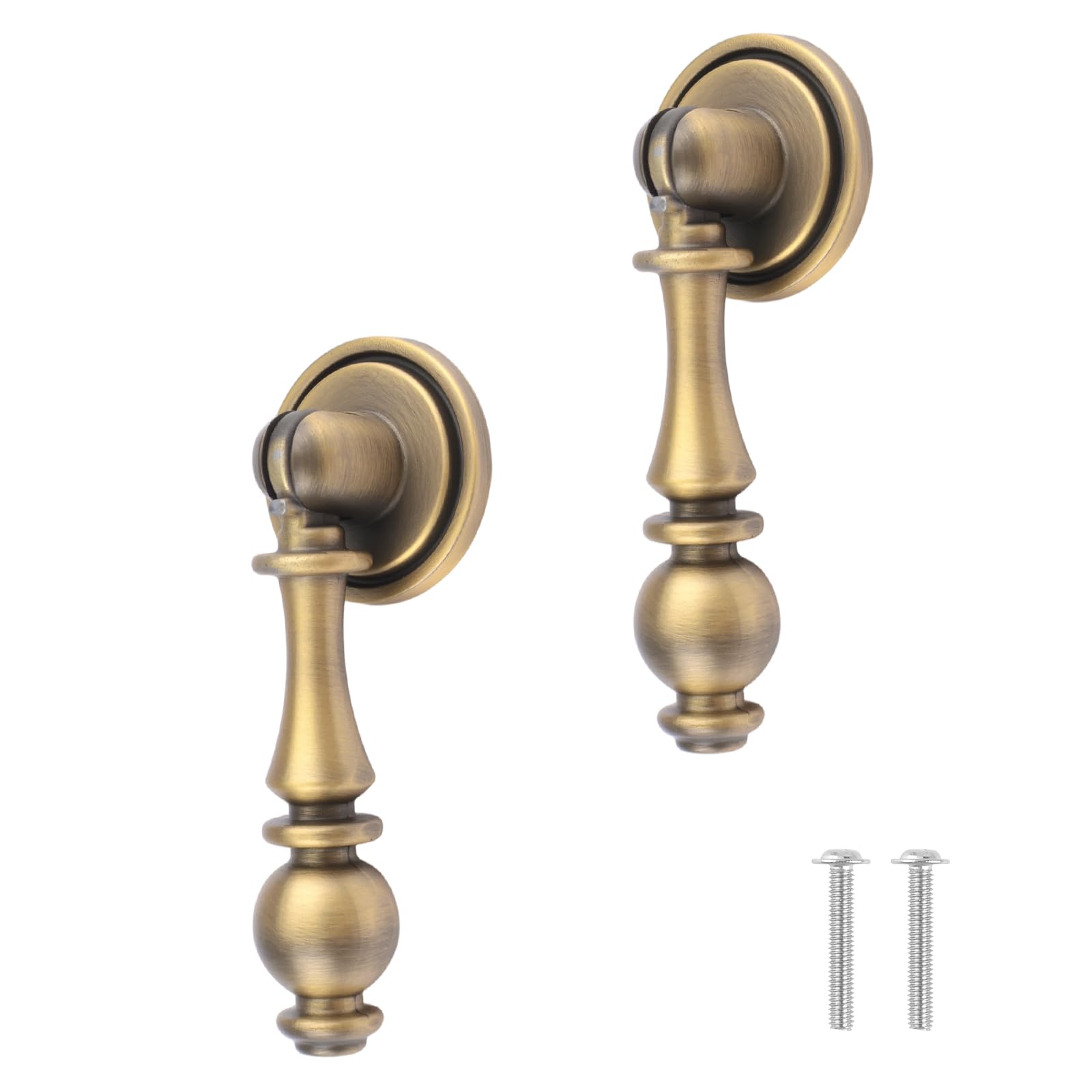 MOROBOR 2Pcs Gourd-Shaped Cabinet Pulls, Zinc Alloy Pendant Drawer Handles Single Hole Handle with Mounting Screws for Wardrobe Cupboard Drawer Door Furniture Decorative/Bronze — image 1