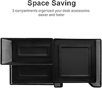 Vista 6 de Comix Organizador de escritorio de malla para lápices, 3 compartimentos, de alambre de escritorio, para lápices, suministros de oficina, accesorios