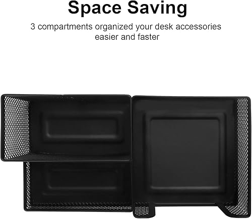 Miniatura 6 de Comix Organizador de escritorio de malla para lápices, 3 compartimentos, de alambre de escritorio, para lápices, suministros de oficina, accesorios