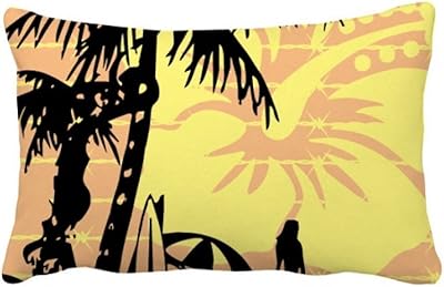 Amazon Co Jp ココナッツの木の浜の花のイラスト 腰枕の挿入のクッション カバー 装飾家のソファのギフトを投げる Home Kitchen