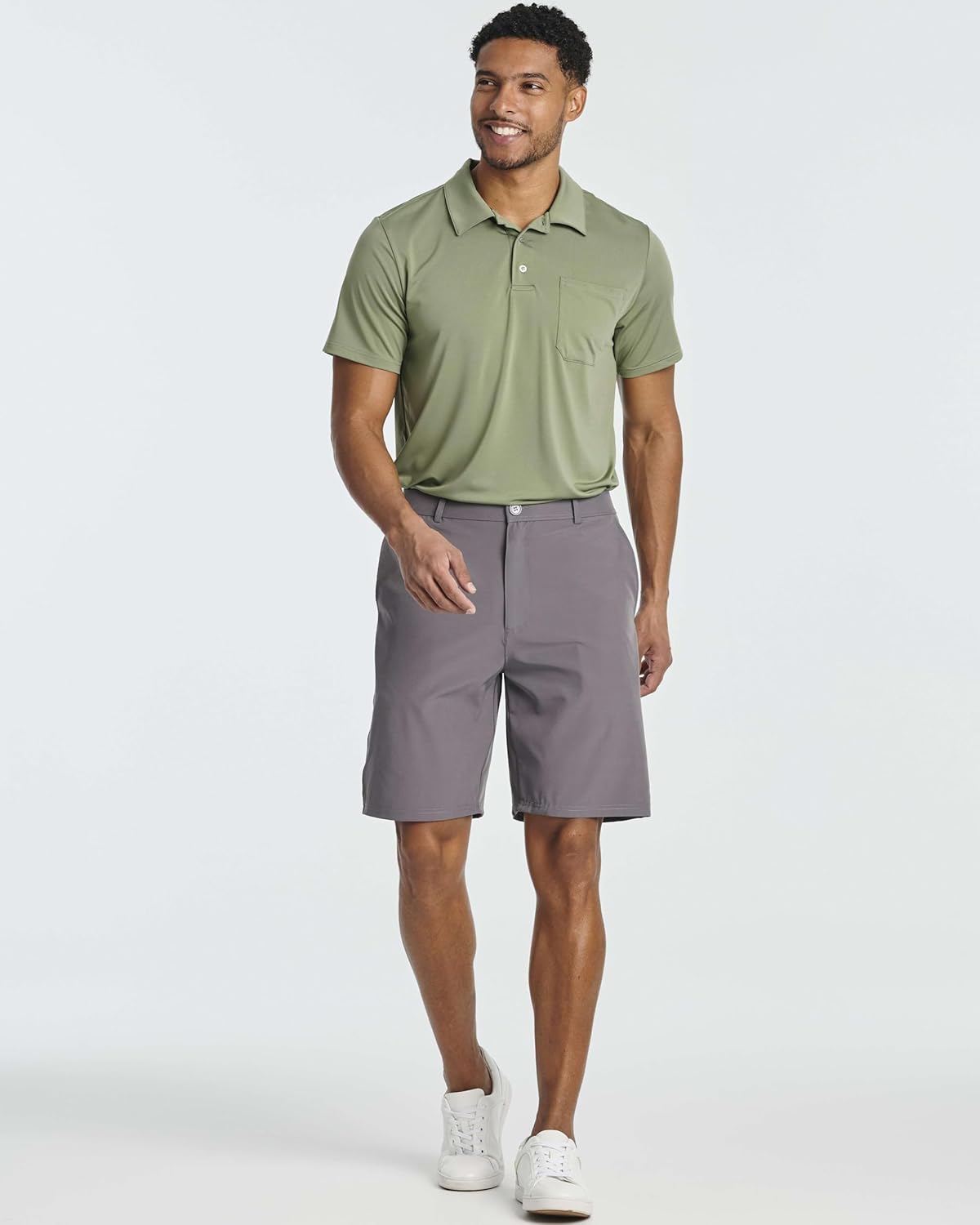 Real Essentials 3 Pack: Mens 9" Stretch Golf Shorts with Pockets - Flat Front Casual Work Dress Short for Men - Image 6
