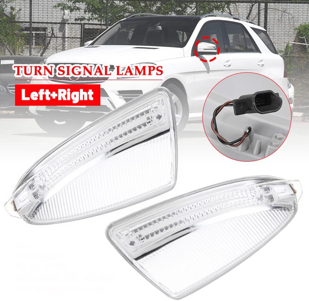 Car Rearview Mirror Side Marker Amber Light, Clear Lens Rear View LED Side Mirror Turn Signal Driver Side, Compatible with Mercedes-Benz C250 Sedan C300 C350 C63 AMG 2012-2015 - Front Left