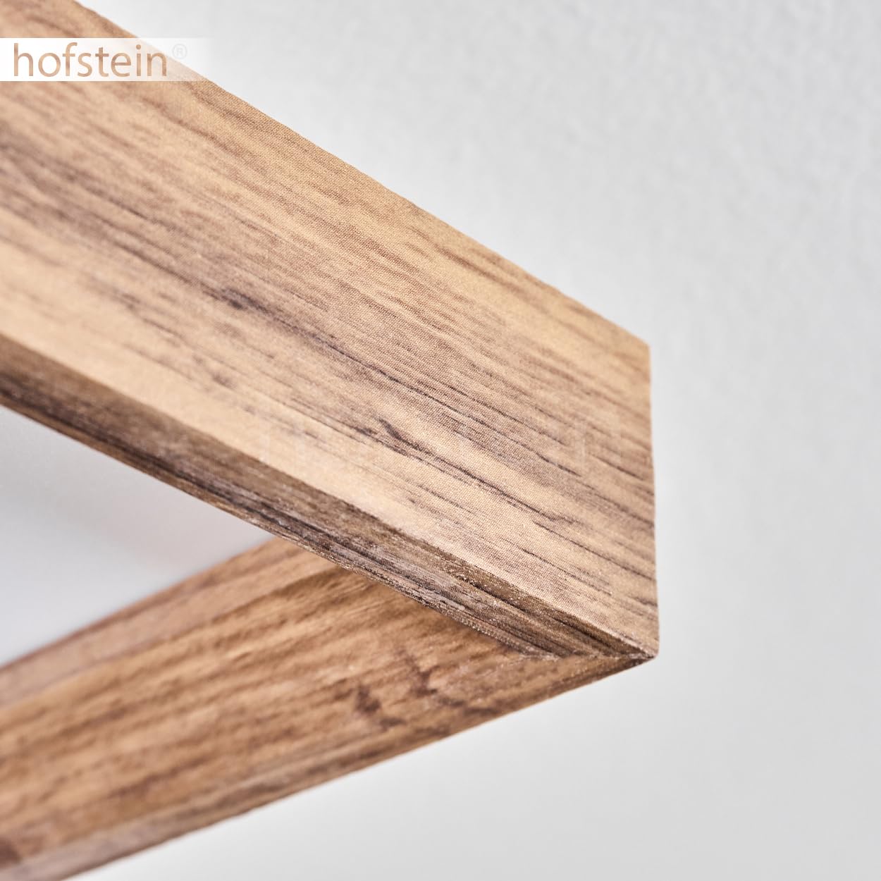 Plafón LED Longvic, plafón regulable de metal/MDF/plástico en negro/madera/blanco, 36 vatios, 350-4300 lúmenes, 2700-6500 Kelvin, 120 cm, regulable/cambio de color de la luz con mando a distancia