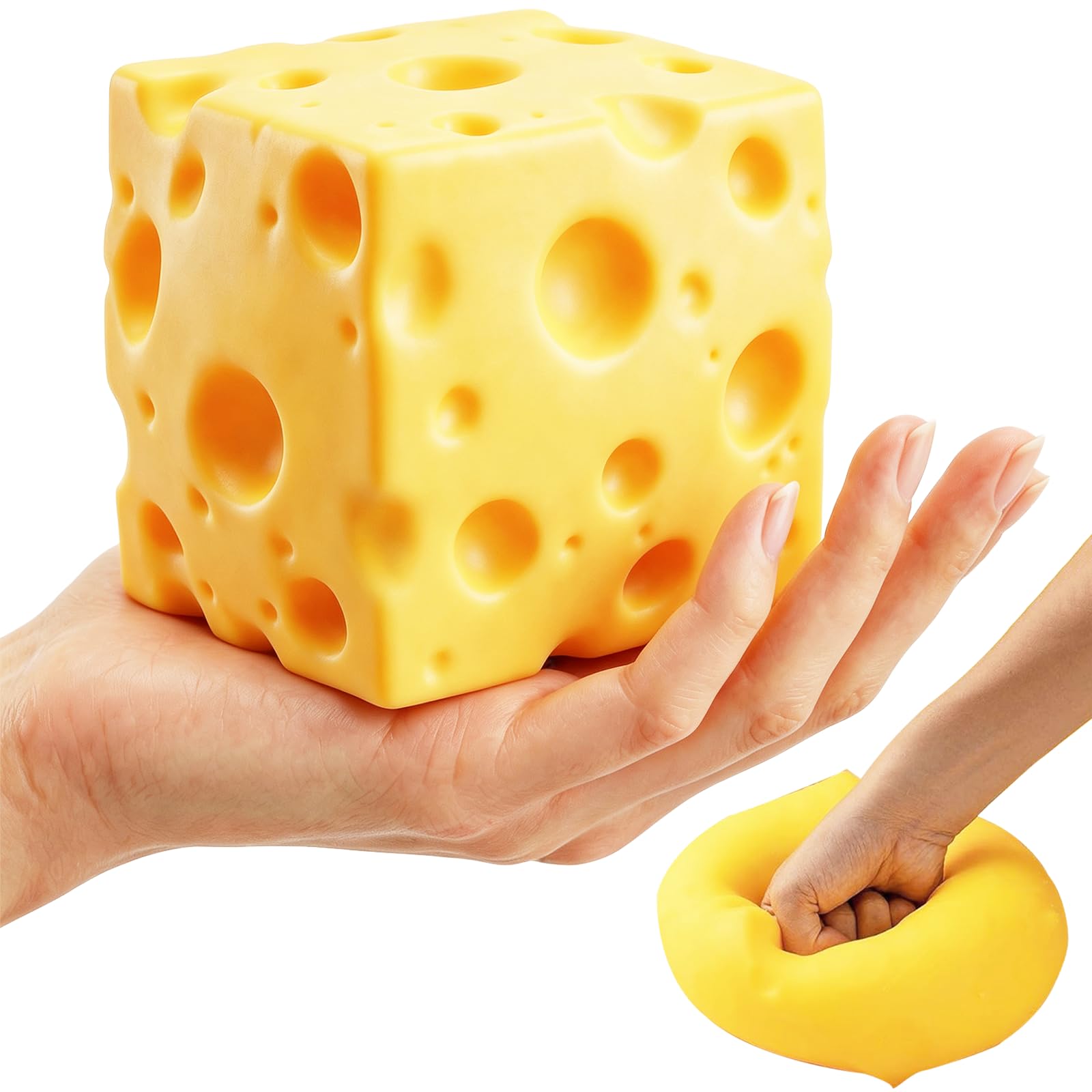 RZCOMP Giant Cheese Squishy Big Cheese Squishy 10CM,Slow Rising Ultra-Soft Stress Relief Fidget Novelty Cheese Squeeze Toys Gift for Adults & kids