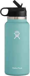 Hydro Flask Wide Mouth Straw Lid - Stainless Steel Reusable Water Bottle - Vacuum Insulated, Dishwasher Safe, BPA-Free, No...
