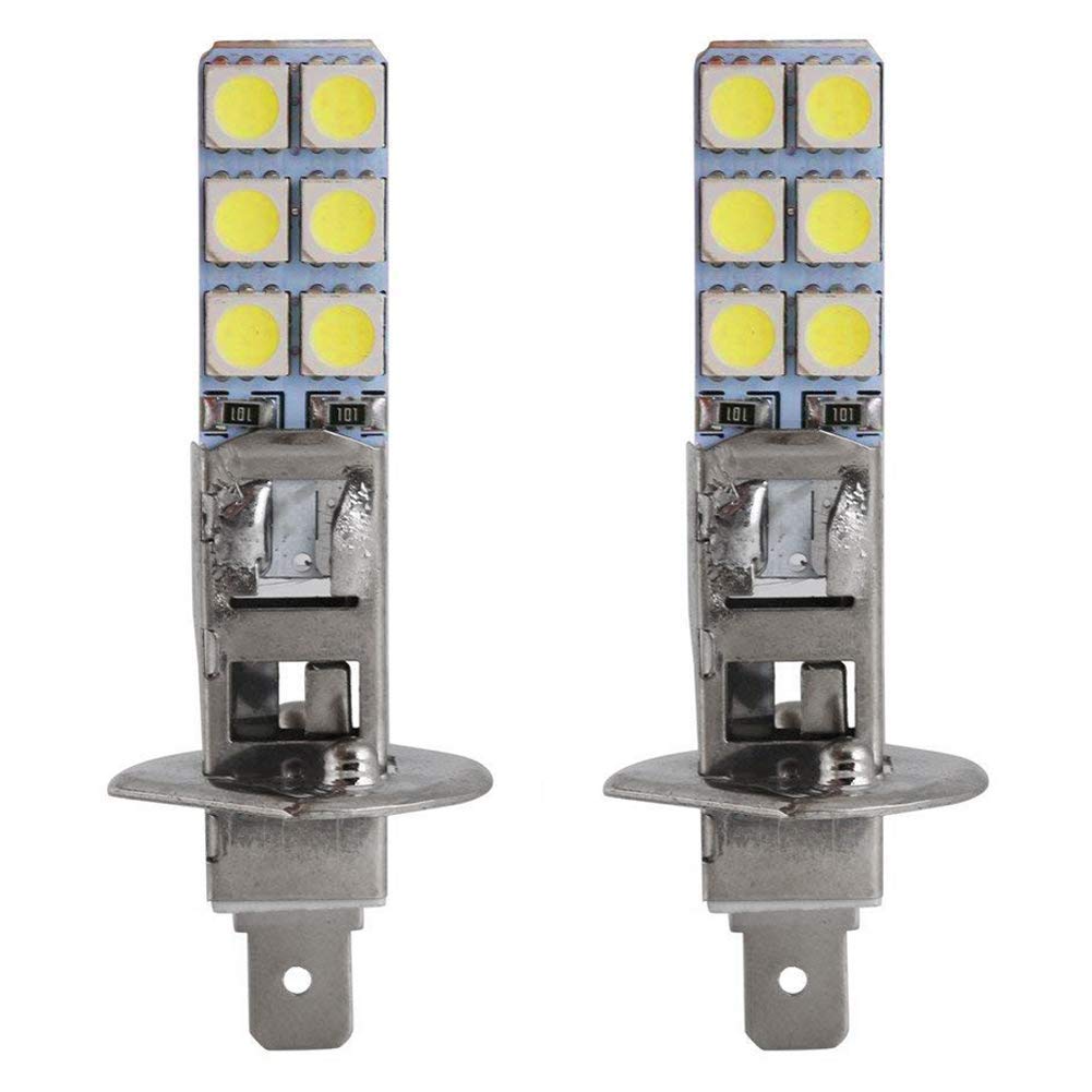 2 pièces LED H1 Ampoules 55W 12V Super Bright 6000K Blanc Kit d'ampoules de phare à LED Fog Driving Light (Argent)