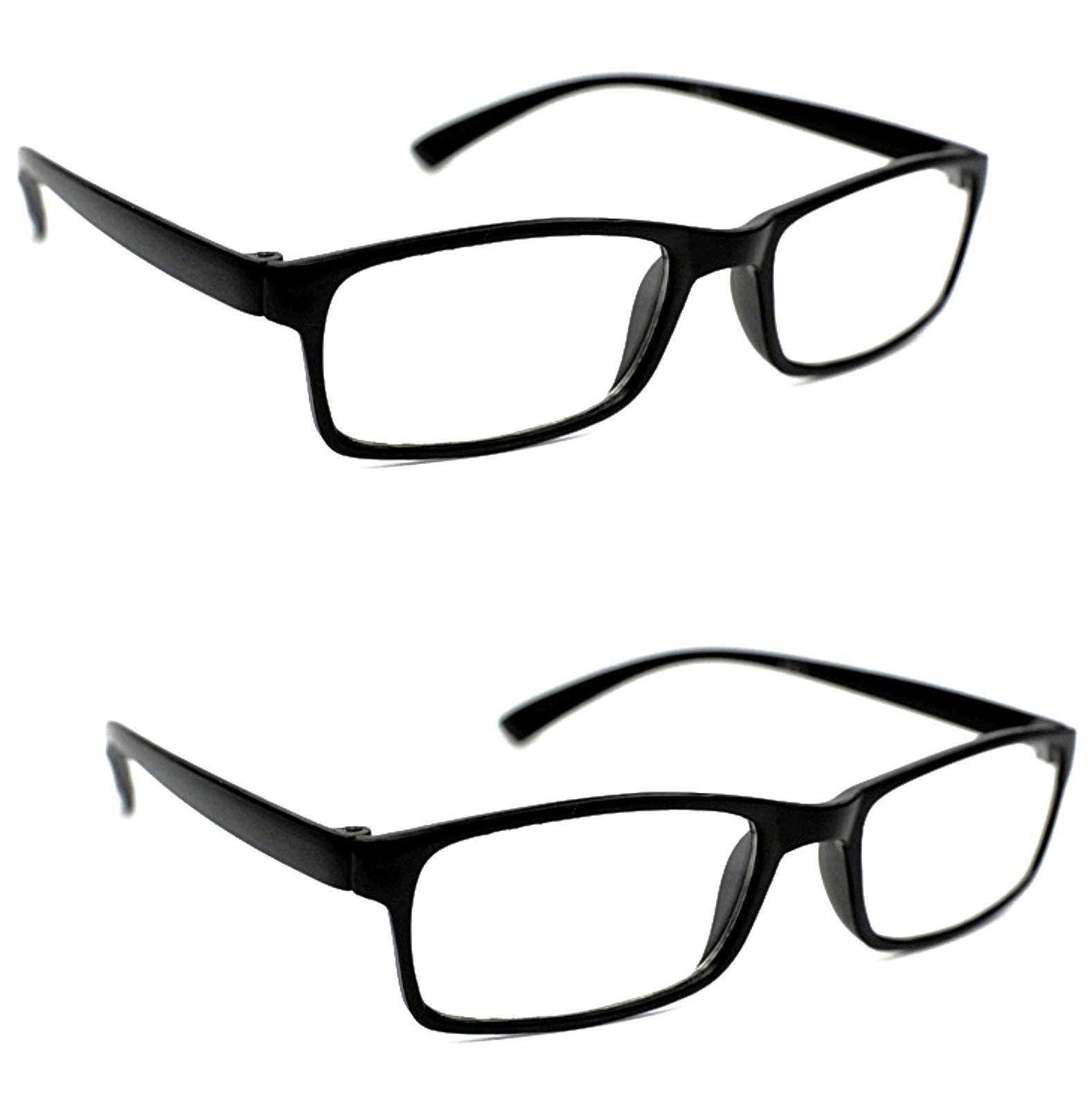 Fads & Fashions Unisex 2 X Pairs All Black 2 X Pairs Tr90 Bendable, Flexible Reading Glasses Quality Lenses, Super-Lite With 13 Lens Strengths Rg9 (, 1.75)