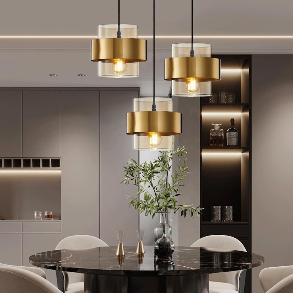 Personalidad Lámpara Colgante de Vidrio Pantalla Metal Decoración Barra Creativa con Ventosa empotrada Fuente Luz Café Iluminación/Gris(Natural)