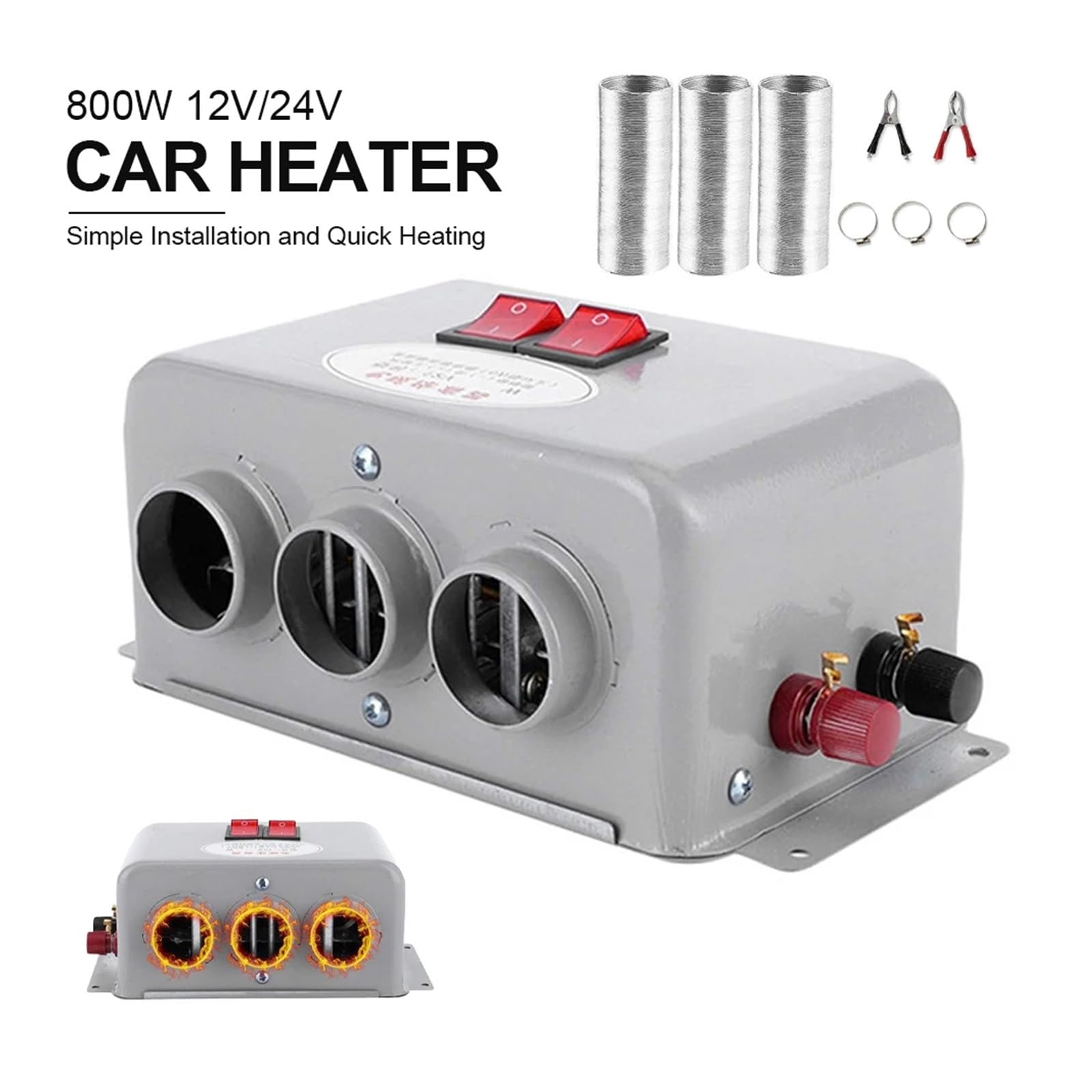 Calentador de coche de 12V/24V, 800W, ventilador de calefacción de refrigeración eléctrica, secador eléctrico, desempañador de parabrisas, descongelador for vehículos recreativos, camiones y ba
