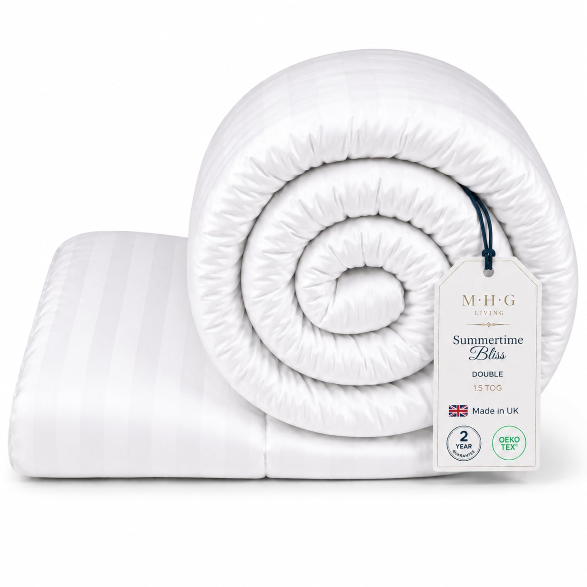 Mhg Living 1.5 Tog Summer Double Duvet - Lightweight Cooling Hollowfibre Quilt For Hot Sleepers, Oeko-Tex Certified, Made In Uk, Hypoallergenic & Breathable, Machine Washable Bedding, 200X200cm