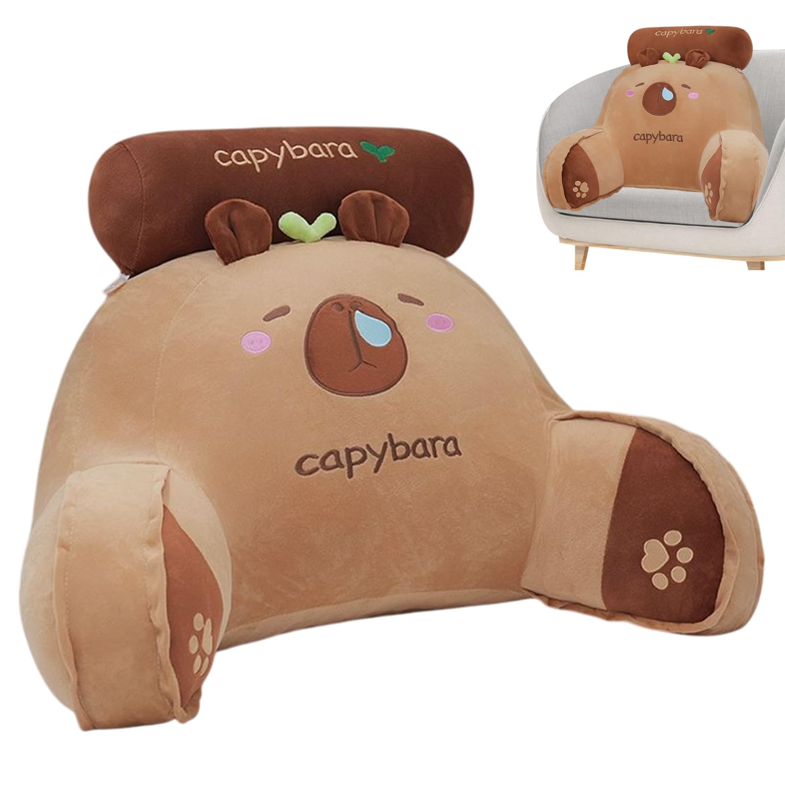Coussin de lecture lit Capybara 20 pouces avec dossier et accoudoirs pour chambre et salon