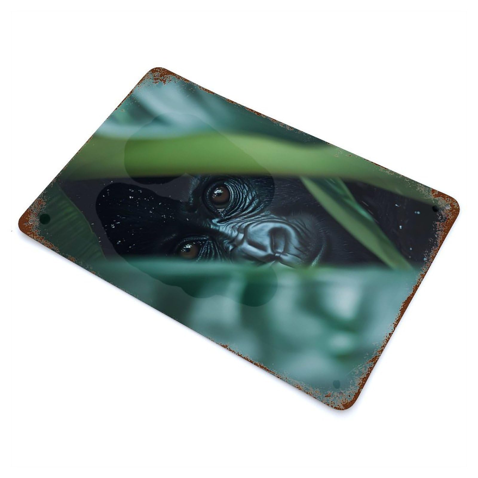 Gorilla in The Jungle Rustic Tin Plaque 11.8"x7.9", for Shed, Workshop And Garage Wall Decor, Rustic Home Decor