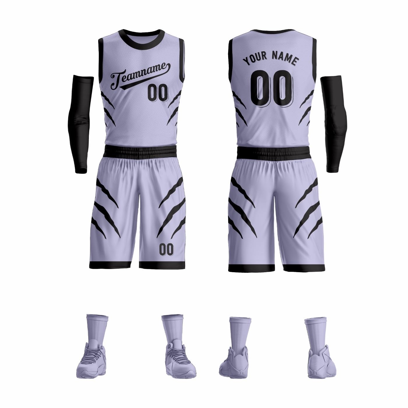 Custom Basketball Jerseys Shorts Set Personalised Team Uniforms for Mens/Women/Youth (Grey-Black)
