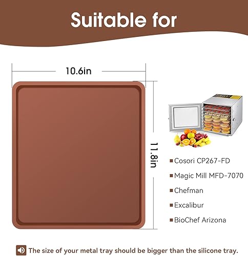 Miniatura 6 de 4 alfombrillas deshidratadoras de silicona con borde compatibles con Cosori CP267-FD y Magic Mill, forros de bandeja de silicona sin BPA, hoja de
