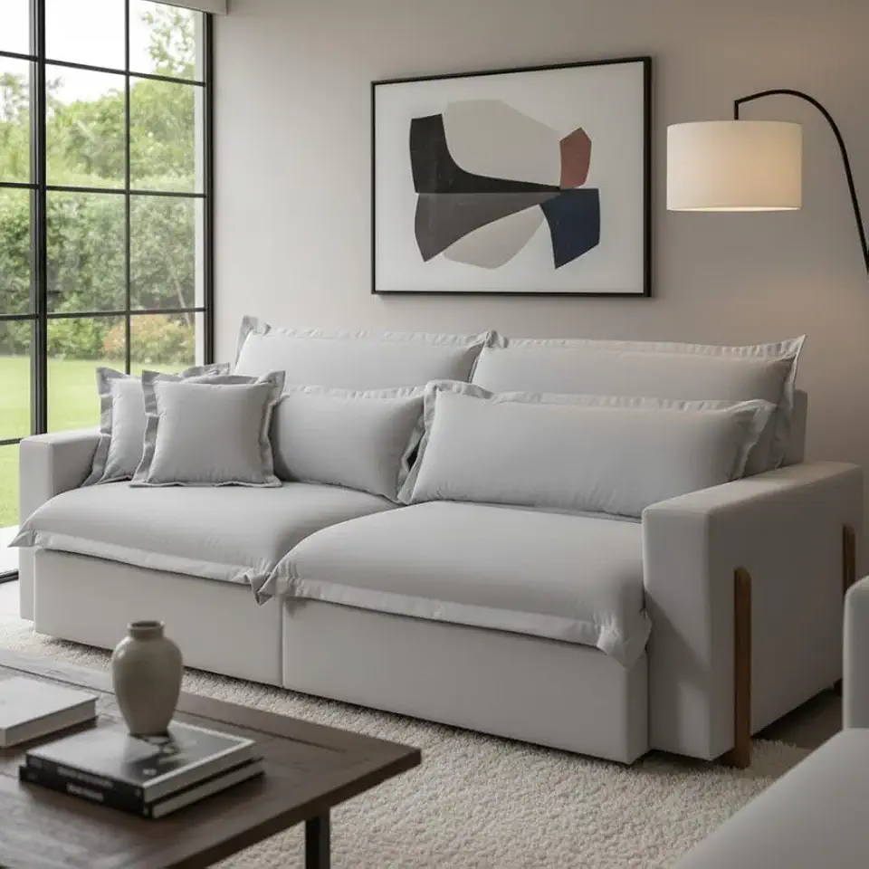 Sofá Retrátil e Reclinável Dubai com Molas Ensacadas, 1,90m. (Cinza Claro)