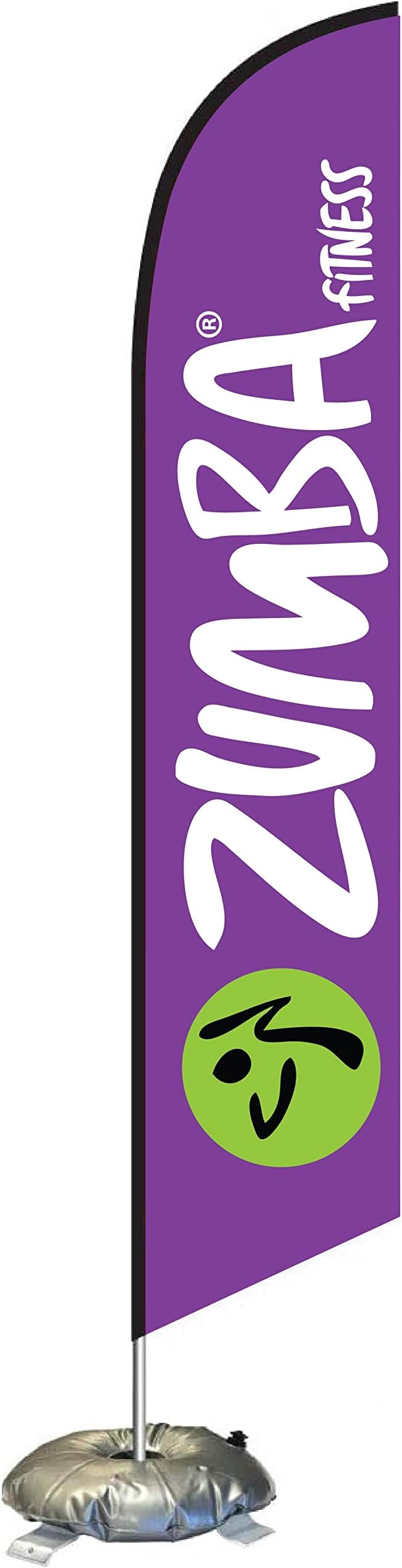 Cobb Promo Zumba Feather Flag Kit with Cross-Base and Weight-Donut, Outdoor Advertising Banner Swooper Flag, Purple