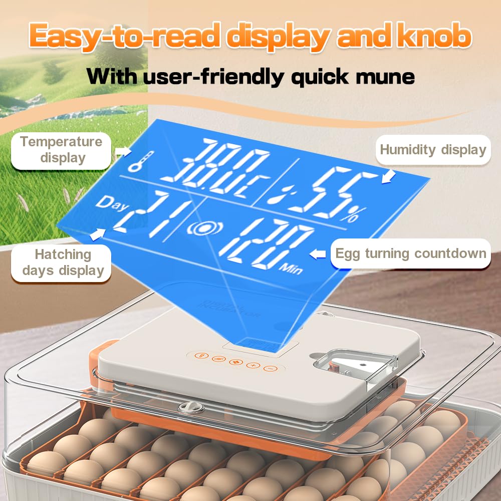 56 Incubadora de huevos – Trituradora automática de aves de corral para huevos de pollo/pato/ganso con giro automático, control de temperatura y humedad, candelabro incorporado, máquina de