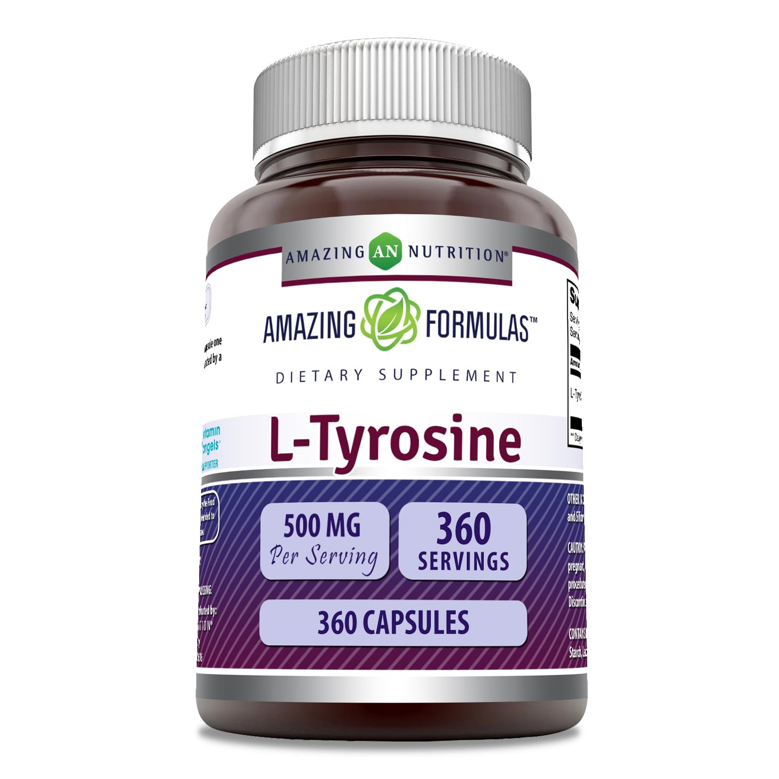 Amazing Formulas L-Tyrosine 500 mg Capsules | Amino Acid Supplement | Non-GMO | Gluten Free | Made in USA (360 Count) Unflavored | 360 Count