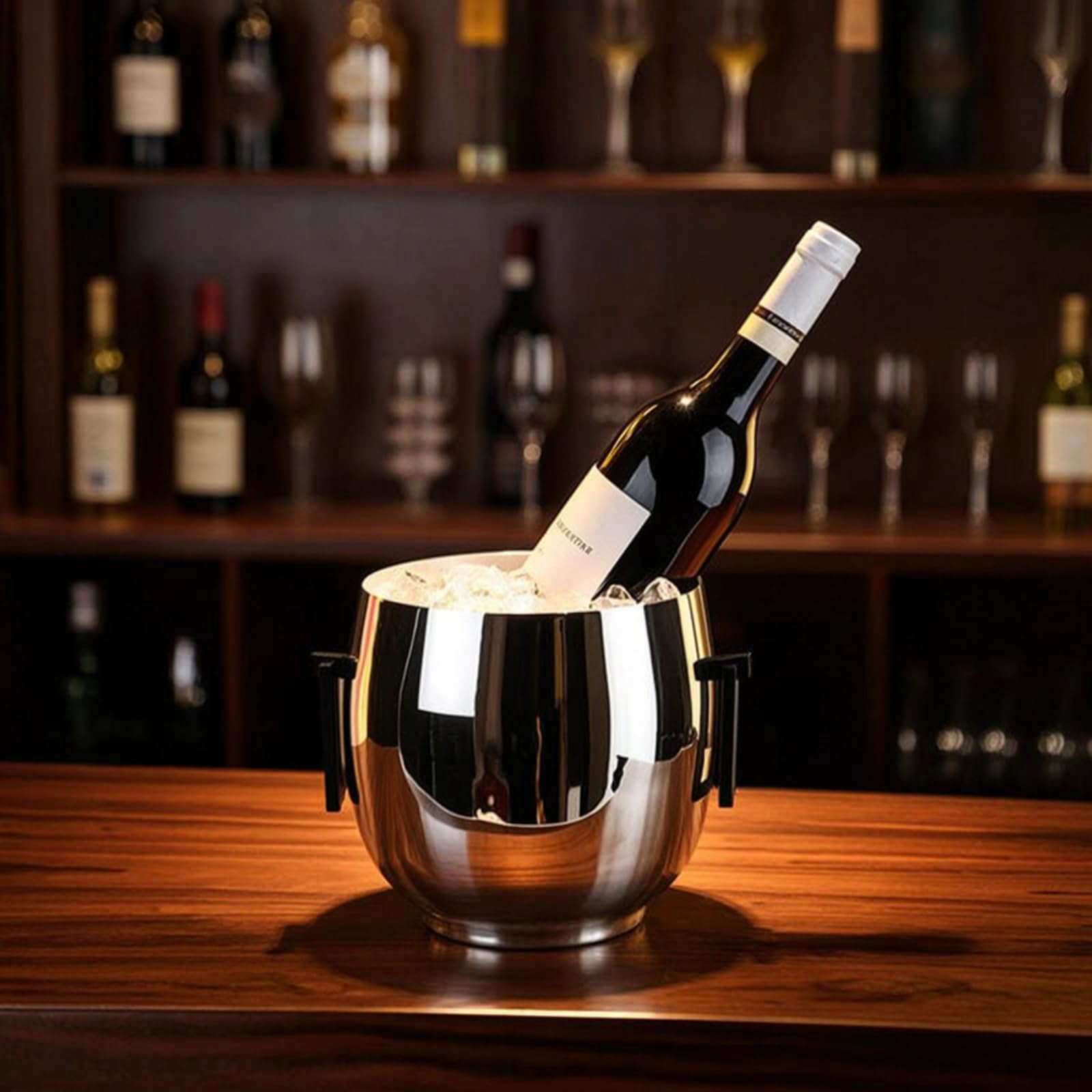 Cubitera Cubitera con Aislante Cubo Bebidas con Transporte para Invitados, Bar Doméstico, Reuniones, 20 14 H14cm, Cubo De Hielo De Vidrio De Latón