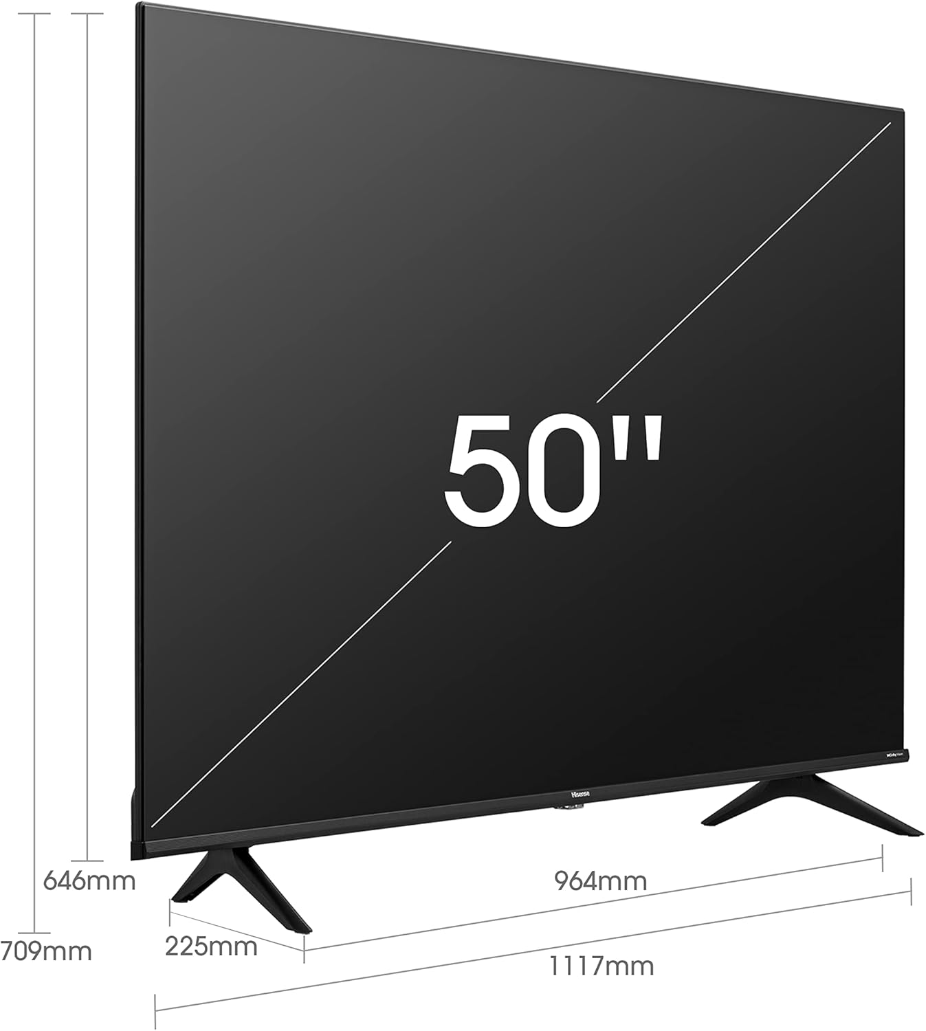 Hisense 50 UHD 4K 2022 50A6FG, Smart TV VIDAA 5.0, HDR Dolby Vision, Controlli vocali Alexa / Google Assistant, Tuner DVB-T2/S2 HEVC 10, lativù 4K