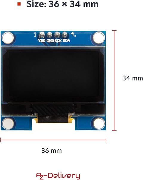 AZDelivery 1.3-inch I2C IIC OLED Display SH1106 128x64 Pixels 3.3V White Character Display Compatible with Arduino and Raspberry Pi Including E-Book! (Pack of 3) - 3