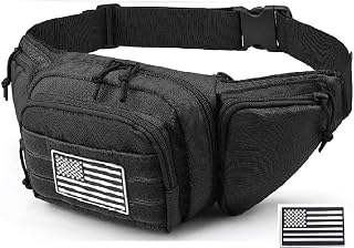 Galaxy Concealed Carry Pistol Waist Pouch - Tactical Fanny Pack Holster, Waist Gun Bag, Fits Handgun,1911 For Camping Hunting Hiking Fishing.. Molle With USA Flag Patch Black