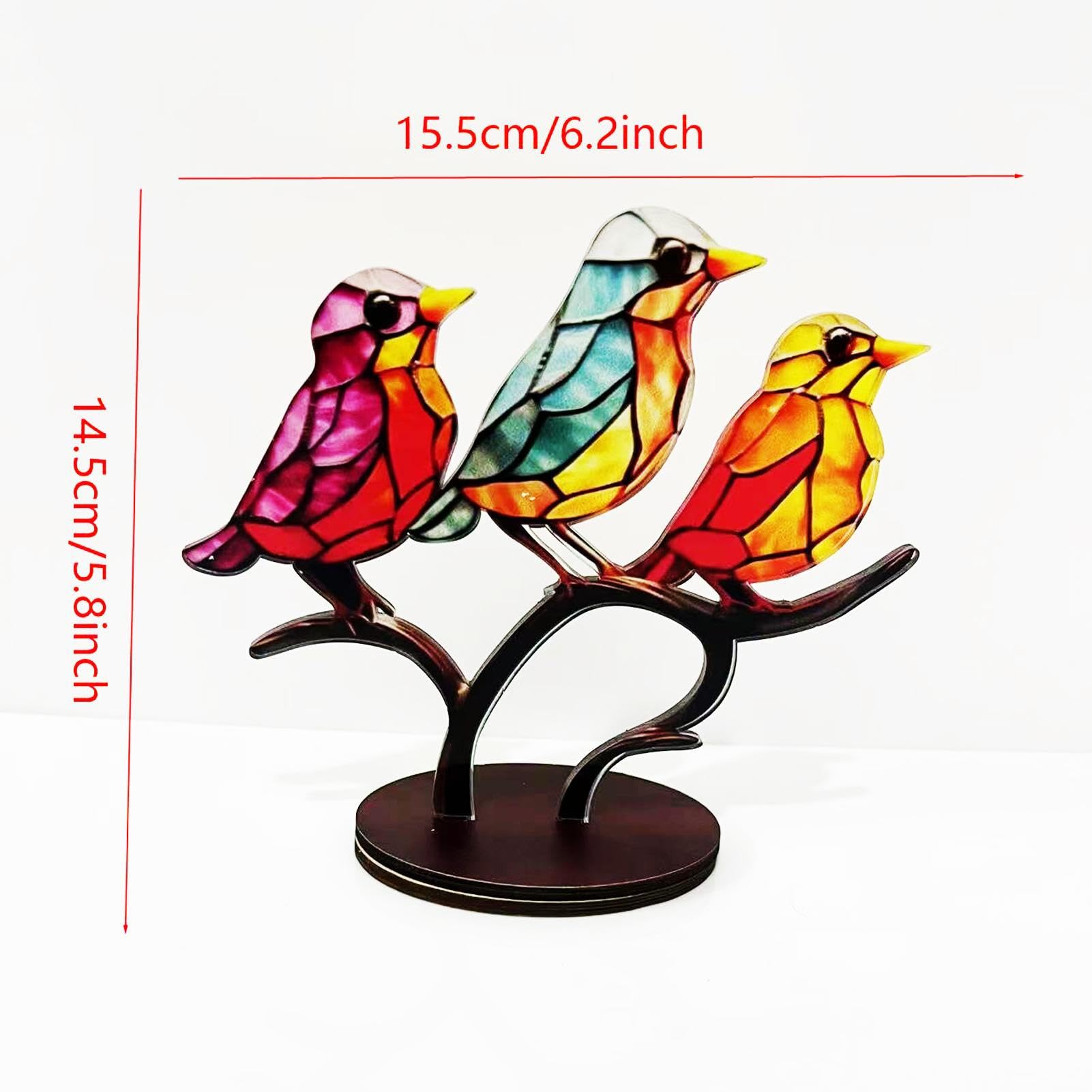 Amazon.co.jp: 枝の上の鳥 アクリル 小鳥 置物 ステンドグラス 可愛い