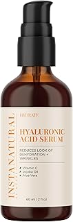سيروم بحمض الهيالورونيك لبشرة الوجه الجافة - فيتامين سي، مكونات نقية وعضوية ضد التجاعيد والخطوط والانتفاخات تحت العين - مرطب مبتكر مكافح للشيخوخة للرجال والنساء من انستا ناتشورال - 60 مل