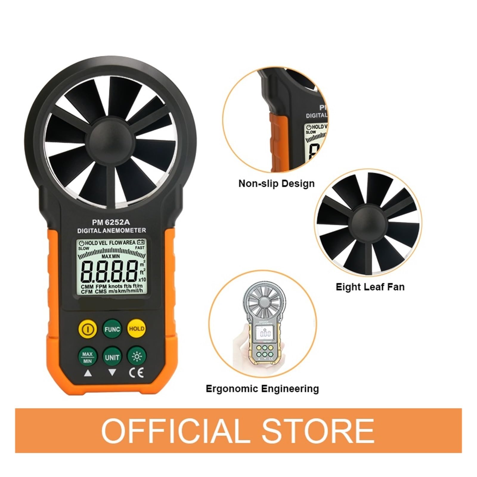 Anemómetro Digital MS6252A MS6252B, medidor de velocidad del viento, flujo aire, volumen, temperatura ambiente, humedad, USB(MS6252B)