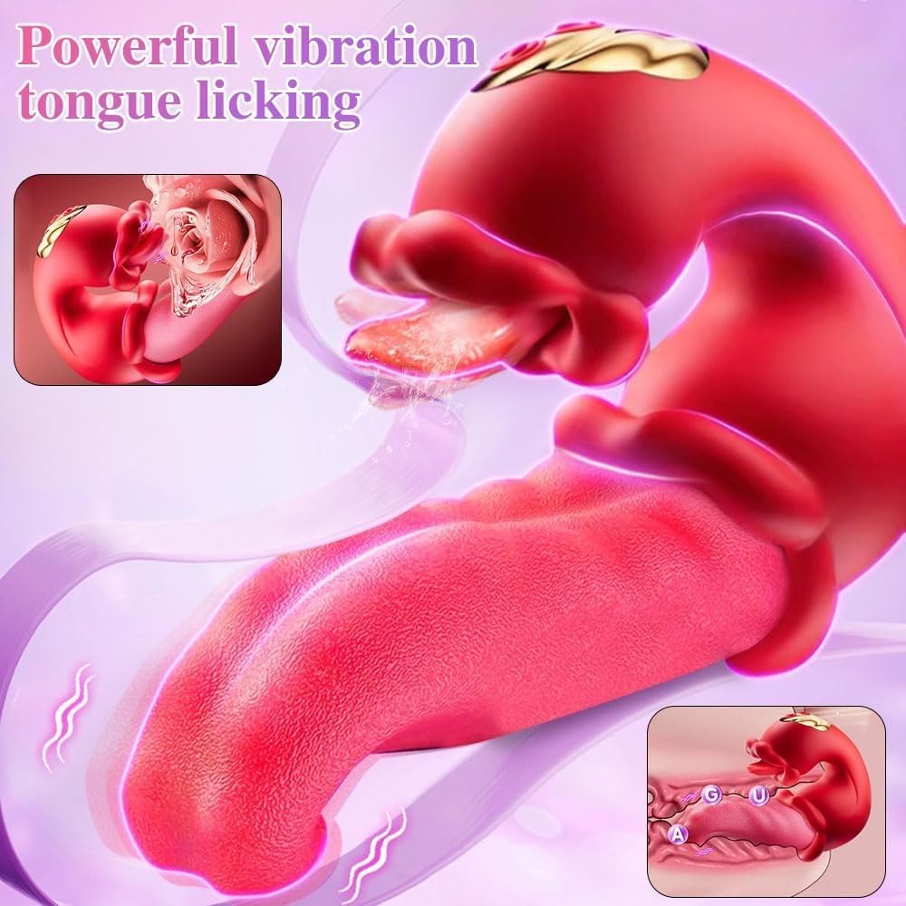 Vibratore per adulti, giocattolo sessuale per donne, 4 in 1, vibratore, dildo leccare la lingua, giocattolo sessuale anale, clitoride, capezzolo, vibratori, coppie femminili