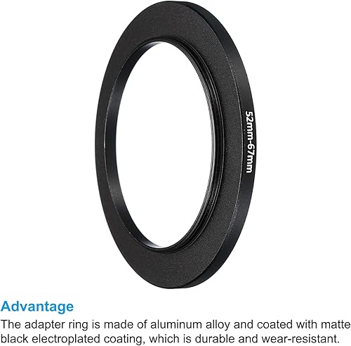 Miniatura 4 de PATIKIL Anillo elevador de metal de 2.047 in-2.638 in, paquete de 2 anillos adaptadores de filtro de lente de cámara, anillo adaptador de filtro de