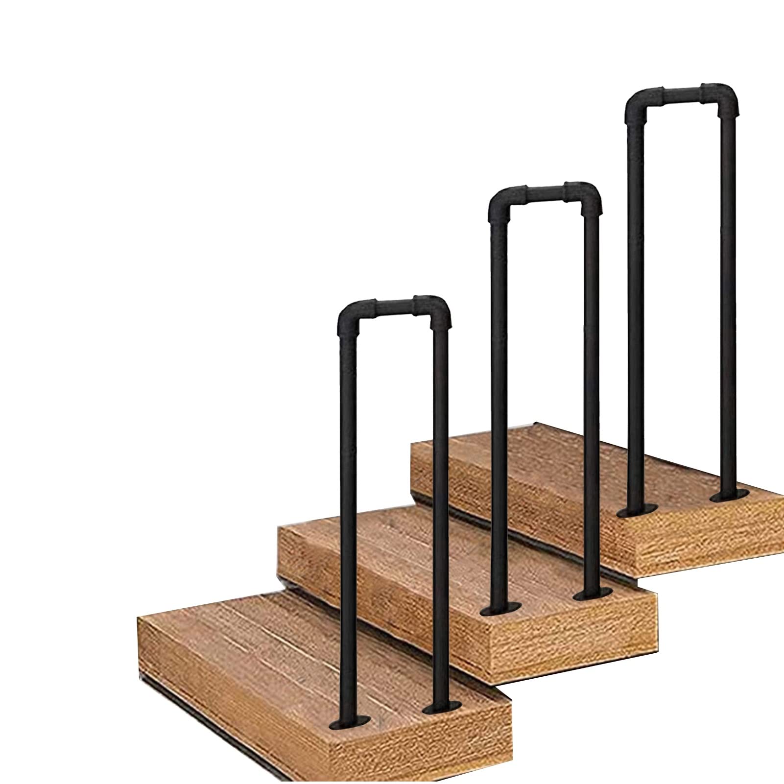 KHLMSRXJ Indoor and Outdoor Stair Handrails, Powder Coating Stair Railings Handrail Kits, Arched Wrought Iron Stair Rail, Matte Black Hand Rails Armrest for Porch Garden/55Cm(1.8Ft)