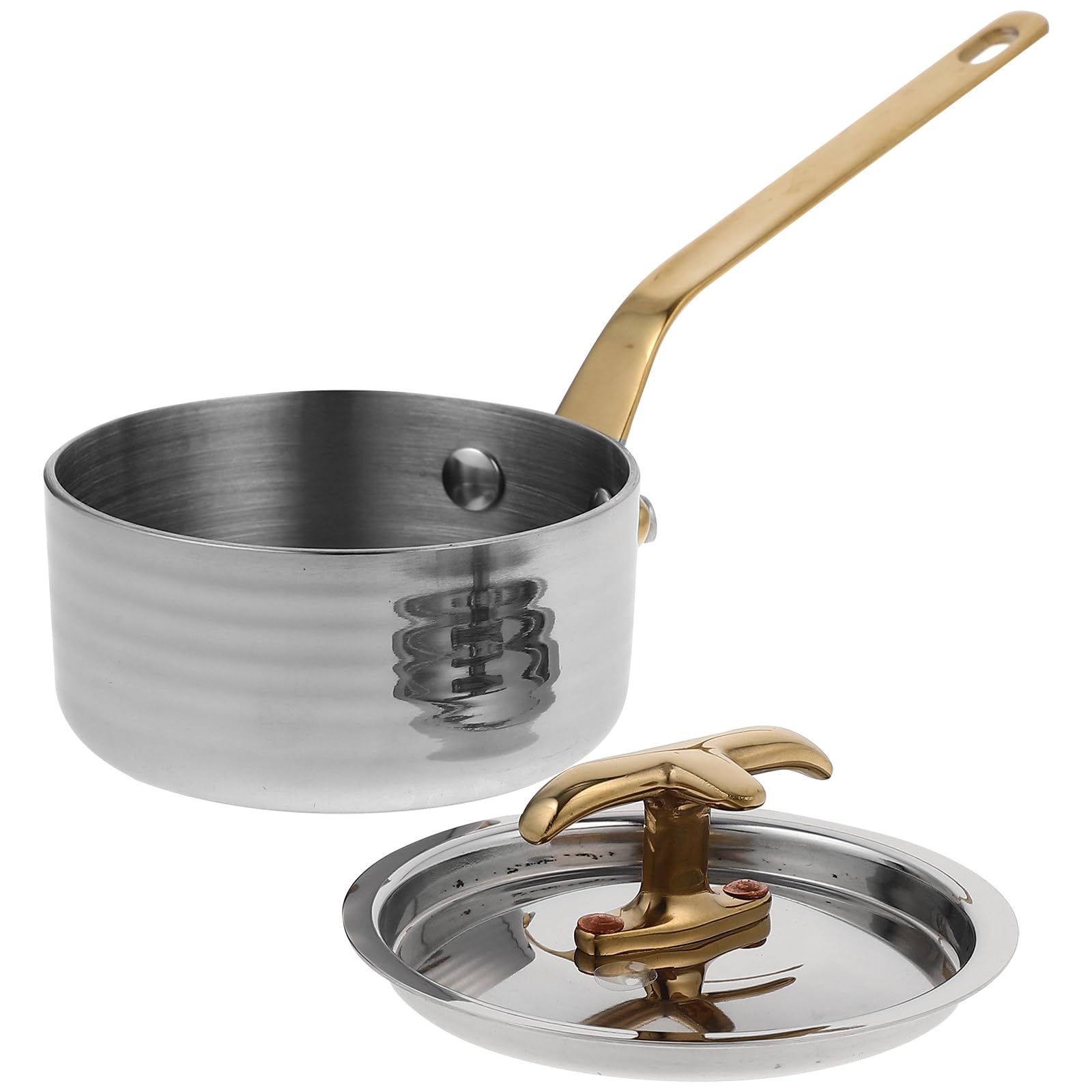 Pentola Piccola in Acciaio Inox 304 Manico Antiscottatura e Coperchio, Casseruola Multifunzione per Salse, Olio e Latte, per Cucina Domestica e Ristoranti, Leggera e Compatta