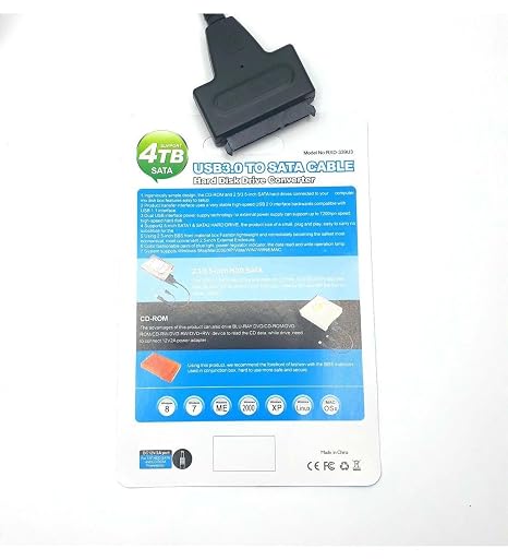 Coverzone USB 3.0 ile SATA Kablo Dönüştürücü, 2.5 inç ve 3.5 inç HDD/SSD Bağlantısı, 4TB Destekli, Hızlı Veri Transferi, Harici Sabit Disk Bağlantısı, USB 3.0 to SATA, HDD Dönüştürücü | RXD339U3