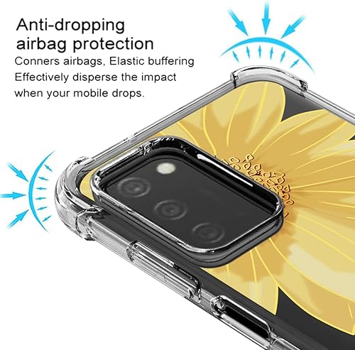 Miniatura 7 de Osophter Funda para Galaxy A03S con 2 protectores de pantalla de flores para niñas y mujeres, absorción de golpes, flexible de goma TPU para Samsung