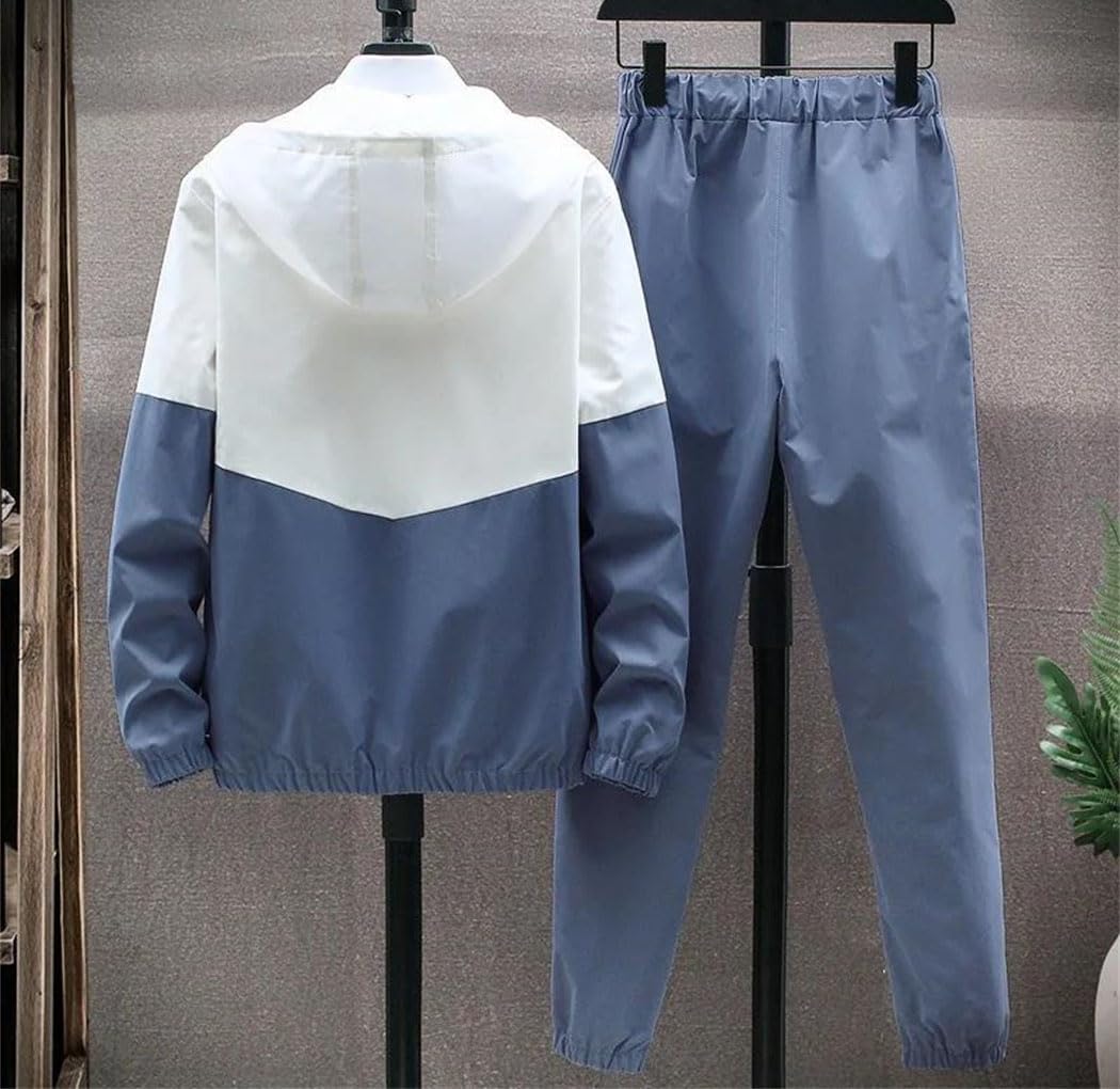 Men's Autumn 2 Piece Tracksuit Set Long Sleeve Hooded Jacket Tapered Pants Casual Sportswear for Jogging Running