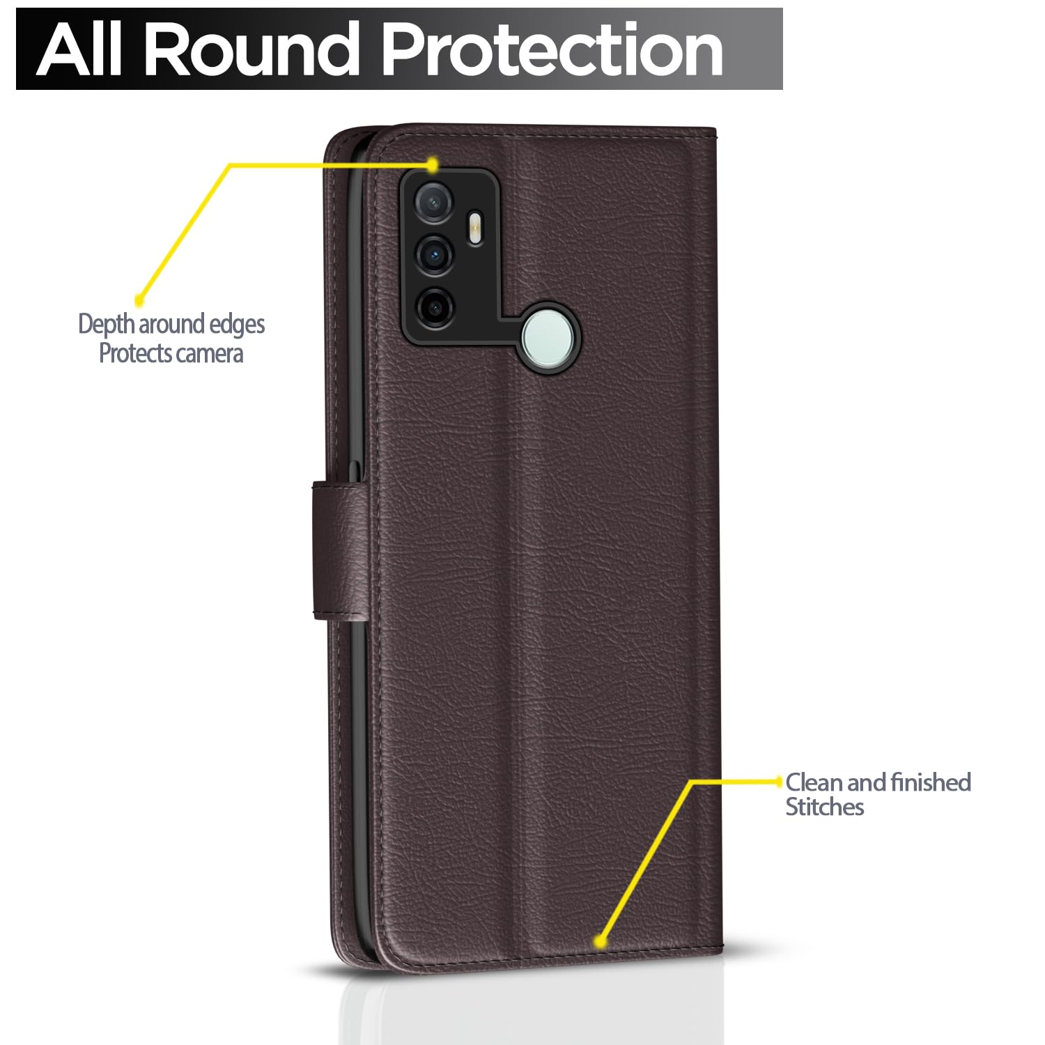 Oppo A53 Leather Flip Case - Wallet Stand & Protection -4 Oppo A53 Leather Flip Case - Wallet Stand & Protection -4