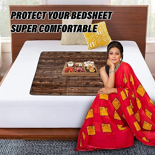 Image of Kuber Industries Food Mat | Wooden Texture Bed Server | Laminated Bed Protector | Bed Server for Bedsheet | 36 Inch | Dark Brown