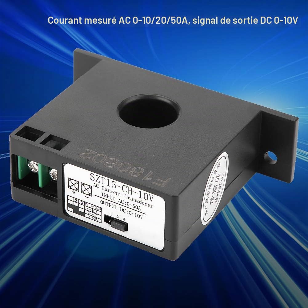 SZT15-CH-10V, Transmetteur de courant AC, 0-10V DC pour la mesure et la surveillance du courant AC Transmetteur de courant AC DC 0-10V 0-50A à DC 0-10V Commutateur électronique