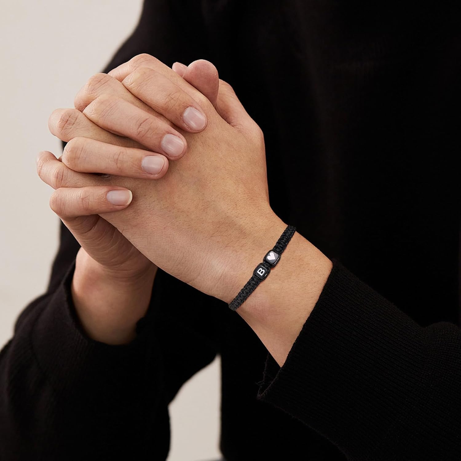 Initial Letter Bracelets for Men Women Teens Braided Black Rope Meaningful Gift Ideas Son Daughter Brother Boyfriend Girlfriend - Image 2