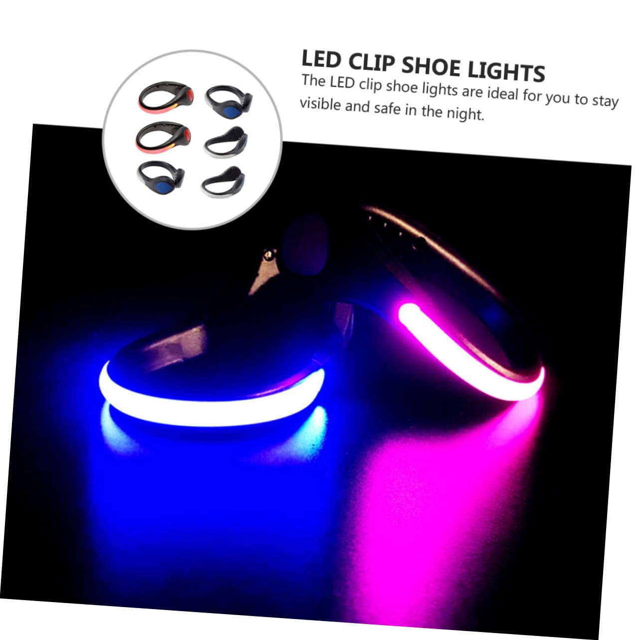 Mikikit Lumières De Sécurité LED pour Chaussures Clip Lumineux pour Coureurs Résistantes À Eau Modes Éclairage pour Course Cyclisme Et Couleur Aléatoire