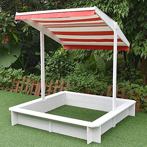 Sandkasten Melko mit Sonnenschutz 120×120 cm für Kinder