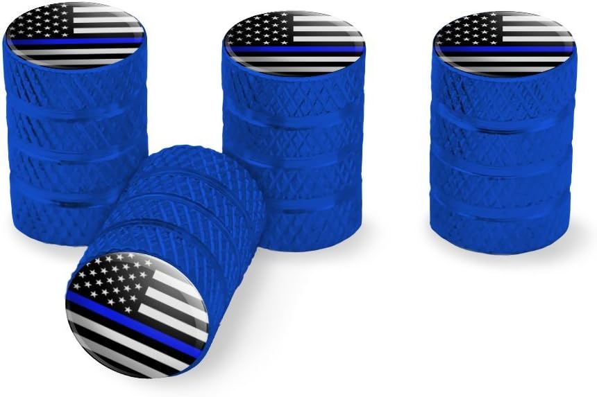GRAPHICS & MORE Thin Blue Line American Flag Tire Rim Wheel Aluminum Valve Stem Caps